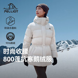 伯希和（Pelliot）鹅绒羽绒服女款修身冬季连帽外套户外保暖防风夹克124408246白M