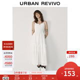 UR2025春季新款女装度假风蕾丝系带吊带连衣裙UYL750001 本白 (面料微透) M