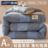 曼克顿（MANKEDUN）A类母婴级纯棉全棉100%新疆棉花被子春秋被四季通用被芯冬被加厚 蓝大格【100%纯棉花 假一罚十】 2.0x2.3m冬被【约8斤】