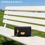 CHARLES&KEITH经典菱格链条小方单肩斜挎包包女包生日情人节礼物CK2-70160131 Black黑色 小包