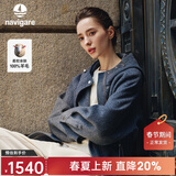 Navigare意大利小帆船中长款毛呢大衣女2025秋冬季新款纯羊毛连帽风衣外套 暮色灰 S