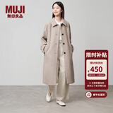 MUJI女式羊毛混立领大衣毛呢大衣外套中长款女款冬季外套女装BD0Z6A4A 浅米色 M (160/84A)