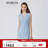 PORTS宝姿春夏新品女装V领无袖中长连衣裙LM8D248NWB011 雾霾蓝 S (4)