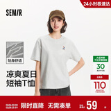 森马（Semir）【多彩凉感T】短袖t恤女夏中长款宽松舒适刺绣上衣109324100007