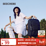 斯凯奇（Skechers）双肩包男女同款学生经典红色书包时尚大容量休闲运动旅行通勤背包 碳黑/0018