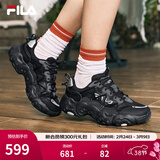 斐乐（FILA）官方猫爪6代女鞋复古运动鞋舒适厚底鞋休闲鞋 黑/影黑灰-BD 38