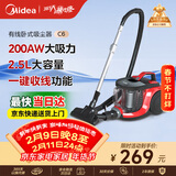 美的（Midea）吸尘器家用 C6 有线卧式大吸力地毯清洁机大功率强劲吸力一键收线 【五层过滤】