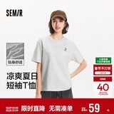 森马（Semir）【多彩凉感T】短袖t恤女夏中长款宽松舒适刺绣上衣109324100007