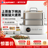 蓝宝（BLAUPUNKT）不锈钢电蒸锅多功能蒸炖锅10L双层蒸笼蒸炖一体24H智能预约煮锅蒸包子电炖锅ZG03B