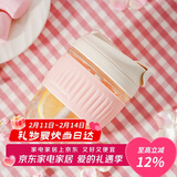 乐扣乐扣（LOCK&LOCK）咖啡杯耐热玻璃水杯子男女学生便携式双饮吸管杯随手杯350ML粉色