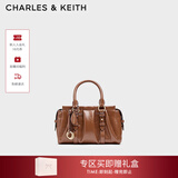 CHARLES&KEITH褶皱包挂手提小方包波士顿包新年生日礼物送女友CK2-30671820 Chocolate巧克力色 S