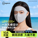 超亚防晒脸基尼男女同款遮全脸口罩轻薄无痕防晒面罩高颜骑行透气灰色