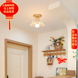 大观园（DGY）过道灯走廊灯原木风阳台灯具简约楼梯入户玄关led奶油吸顶灯O271 花朵Y款-9瓦球泡三色变光-全光谱