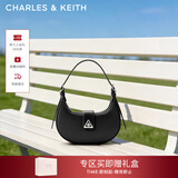 CHARLES&KEITH三角扣新月包腋下包单肩包包女包女友生日情人节礼物CK2-50271205 Noir黑色 S