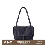 裘真情人节礼物 复古001邮差包女单肩通勤大容量斜挎包植鞣头层牛皮包 蓝色-中号 售罄不预售