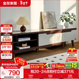 全友家居新中式实木脚抽屉式收纳客厅钢化玻璃茶几电视柜子组合家具 楸木色|电视柜