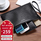 高尔夫（GOLF）头层牛皮男士手包多卡位手拿包鳄鱼纹大容量信封手抓包送男友礼物