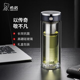 希诺抗菌双层玻璃杯2026新款茶水分离泡茶杯子男办公车载水杯XN-628L