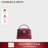 CHARLES&KEITH鳄鱼纹凯莉包手提斜挎婚包包女包生日情人节礼物CK2-50270880-1 Burgundy葡萄酒红色 S