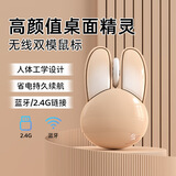 联想生态品牌异能者 无线可爱兔子鼠标 双模2.4G/蓝牙 女生高颜值轻音鼠标 笔记本台式通用 奶杏色N520