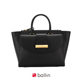 BALLIN意大利奢侈品黑色翅膀包高级真皮皮质通勤包大容量单肩手提包送礼 黑色