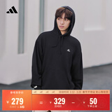 adidas休闲加厚毛圈连帽卫衣套头衫男女秋冬阿迪达斯官方轻运动   黑色   M