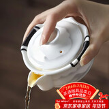 不拙白瓷手抓壶二才盖碗茶具一人饮不烫手防烫茶碗单个水墨青山泡茶壶