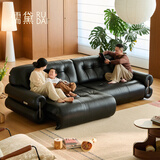 儒黛真皮沙发床法式电动伸缩功能黑糖云朵高档头层牛皮复古小客厅智能 2.4米金属-电动伸缩-可视面真皮 Ultra 细腻肤感半青皮（1.4-1.6mm）