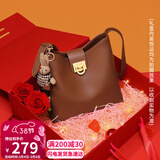 viney牛皮包包女包品牌水桶包轻奢单肩斜挎包生日女神节38妇女节礼物