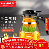 金灶（KAMJOVE）玻璃茶壶飘逸杯 泡茶壶茶道杯 花茶壶红茶泡茶器茶水分离杯TP-757 搭配玻璃杯2个