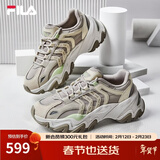 FILA斐乐女鞋休闲鞋鱼刺二代老爹鞋运动鞋增高厚底慢跑鞋SOFIA Ⅱ 银云/羽毛灰-SF 37.5