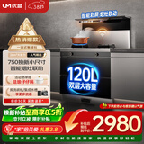 优盟（UM）集成灶一体式750mm小户型家用大吸力侧吸下排自清洁小尺寸抽油烟机燃气灶套装JJZT-UJ257