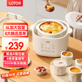 LOTOR电炖锅大容量全自动炖汤煲汤煮粥神器隔水燕窝炖盅1-2人迷你陶瓷宝宝婴儿辅食熬粥专用锅 一锅五胆升级款 6L