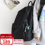 viney背包女双肩包男书包初中高中大学生旅行包小学生三到六年级电脑包时尚大容量简约轻便休闲旅游户外出游韩版运动黑色+恐龙挂件