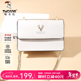 啄木鸟（TUCANO）包包女款2026年牛皮时尚单肩斜挎包女链条包新年生日情人节礼物 米白金鹿【实用生日礼物送女友】