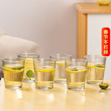 青苹果无铅玻璃水杯265ml6只装 竖纹漱口杯茶杯牛奶杯啤酒杯饮料杯