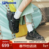 FILA FUSION斐乐女鞋BIANCO老爹鞋季新款硬糖鞋休闲鞋厚底运动鞋女 黑色-BK 36