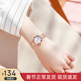 聚利时（Julius）手表女时尚韩版简约小巧小表盘气质细带潮流学生石英防水女士手表 玫金白面|锆钻盘【配模特手镯】