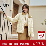 森马（Semir）羽绒服女中长款轻薄拼接灯芯绒翻领2024冬季三防外套109724113004
