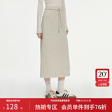 范思蓝恩半拉领廓形落肩加绒加厚重磅卫衣女冬季2024新款14491 燕麦灰半身裙 L