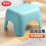 美丽雅塑料家用小板凳子 加厚防滑矮凳儿童浴室洗澡换鞋凳 蓝色1只