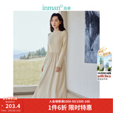 茵曼（INMAN）2025秋冬女装新款灯芯绒连衣裙新品长袖休闲针织礼服中长裙子 淡香杏-18348357H1 S