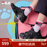 FILA 斐乐猫爪鞋4代女鞋老爹鞋情侣运动鞋复古时尚休闲鞋网面透气 【女款】黑-BK 37.5