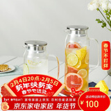 乐扣乐扣（LOCK&LOCK）凉水壶耐热玻璃泡茶柠檬水果水杯子带把家用大容量玻璃茶水杯1.2L