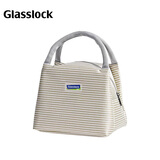 GLASSLOCK便当包保鲜盒保温手提袋饭盒袋铝箔布艺包韩版布条纹包男女手拎包