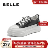 百丽（Belle）小白鞋女鞋商场款厚底增高一脚蹬单鞋透气休闲鞋U8N1DAM3 黑色 38 (240mm)