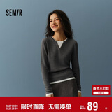 森马（Semir）森马毛衣女短款假两件含羊毛针织衫24冬新款保暖内搭109724107015