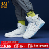 361°男鞋运动鞋猎刃高帮板鞋男秋冬季保暖复古气质休闲学生板鞋子男 361度白/冰川蓝 44