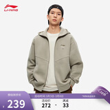 李宁卫衣男女款季简约LOGO运动宽松开衫连帽外套AWDU973