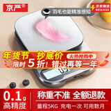 京严电子称厨房克秤高精度食物克重秤食品烘焙珠宝黄金精准克数家用秤 【充电款】超高精度｜不锈钢面 5kg 0.1g